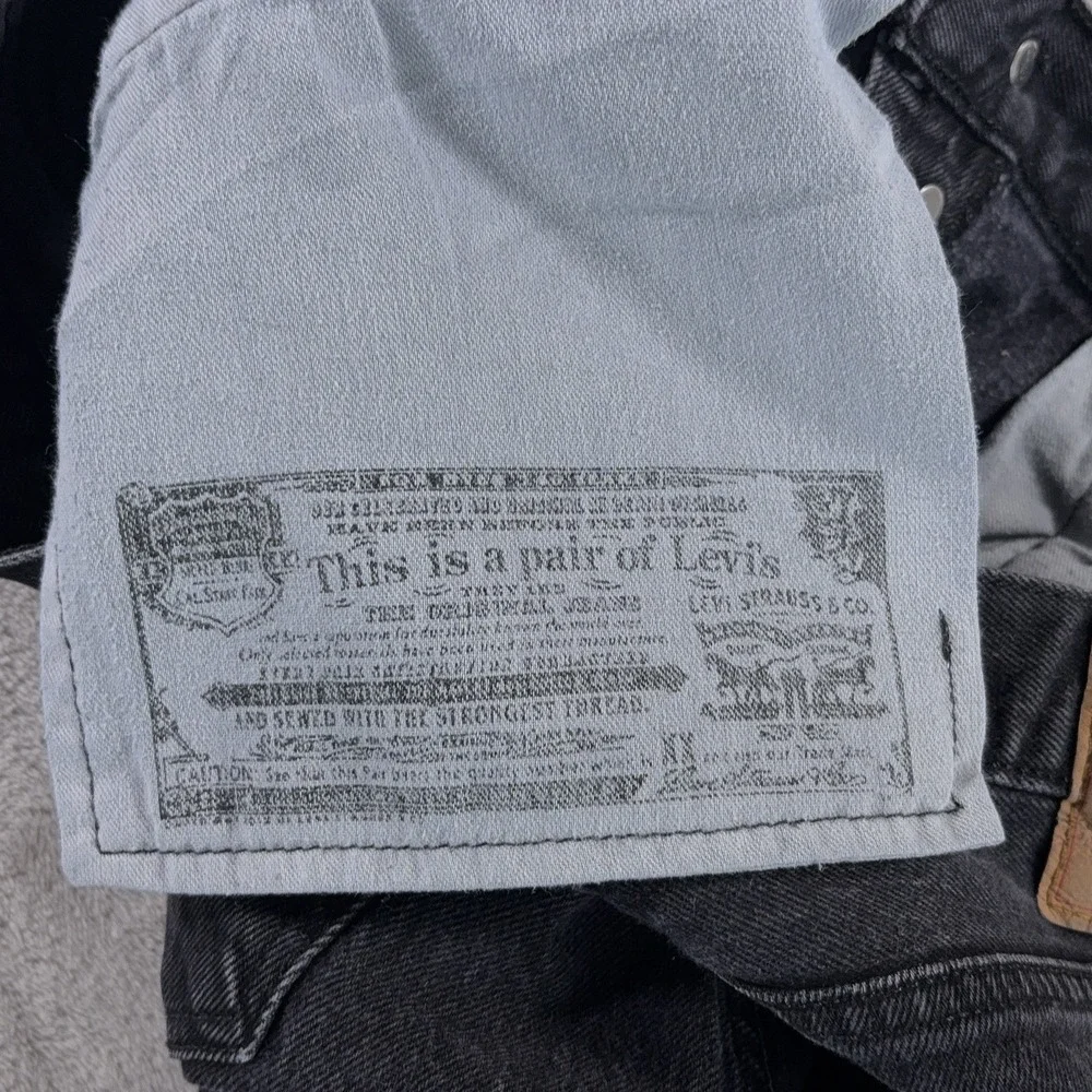 Levi's 501 Jeans Mens 34x28 Black Wash Button Fly Straight Leg Denim Cotton